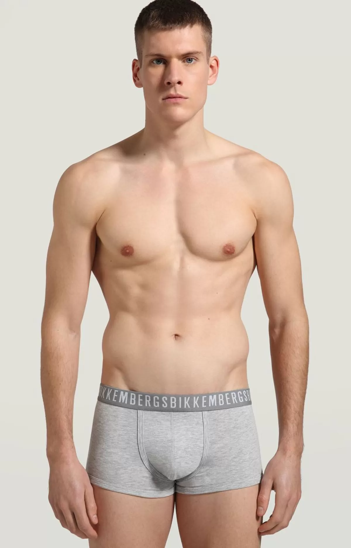 Bikkembergs 2-Pack Men'S Boxers In Stretch Cotton Grey Melange Cheap