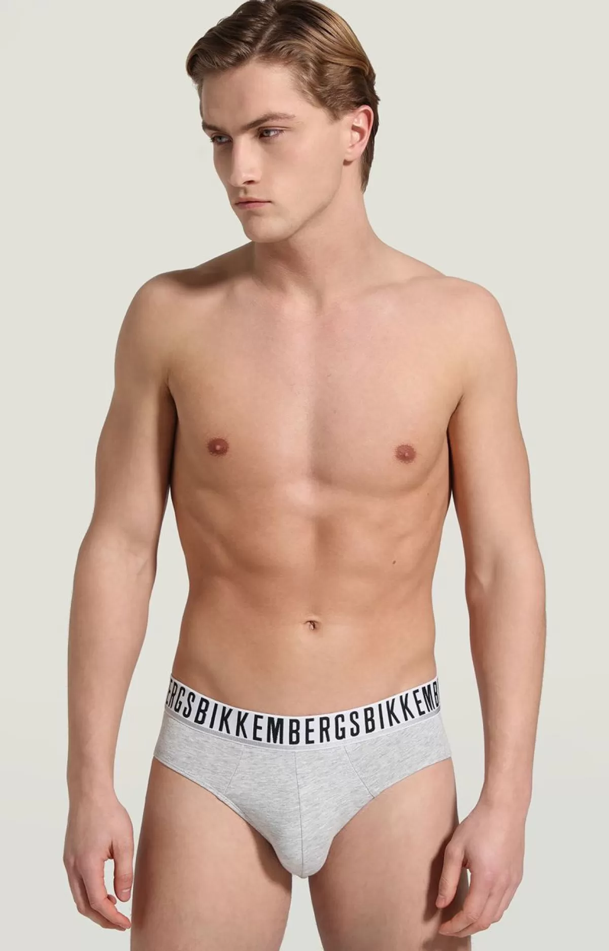 Bikkembergs 2-Pack Men'S Briefs In Stretch Cotton Grey Melange Clearance