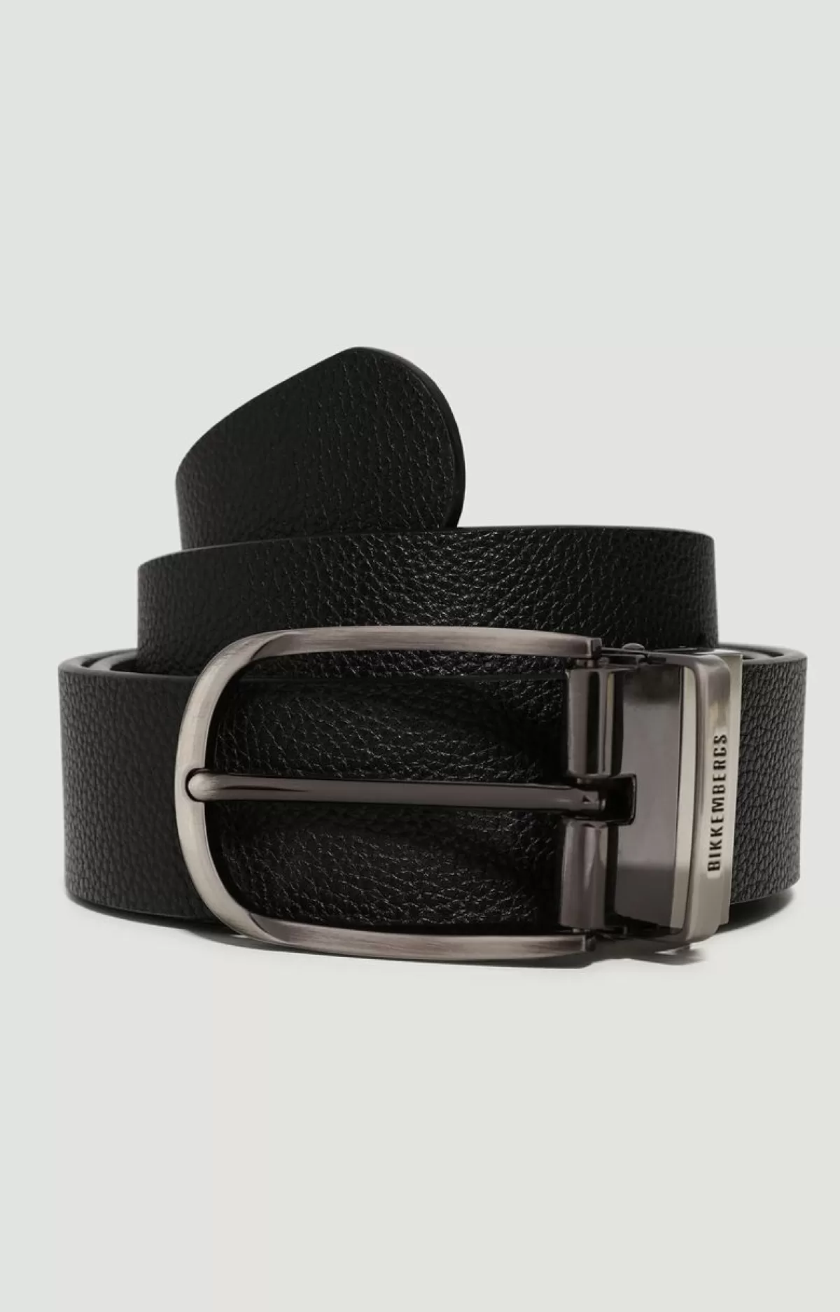 Bikkembergs Men'S Belt In Textured Leather Black/Grey Clearance