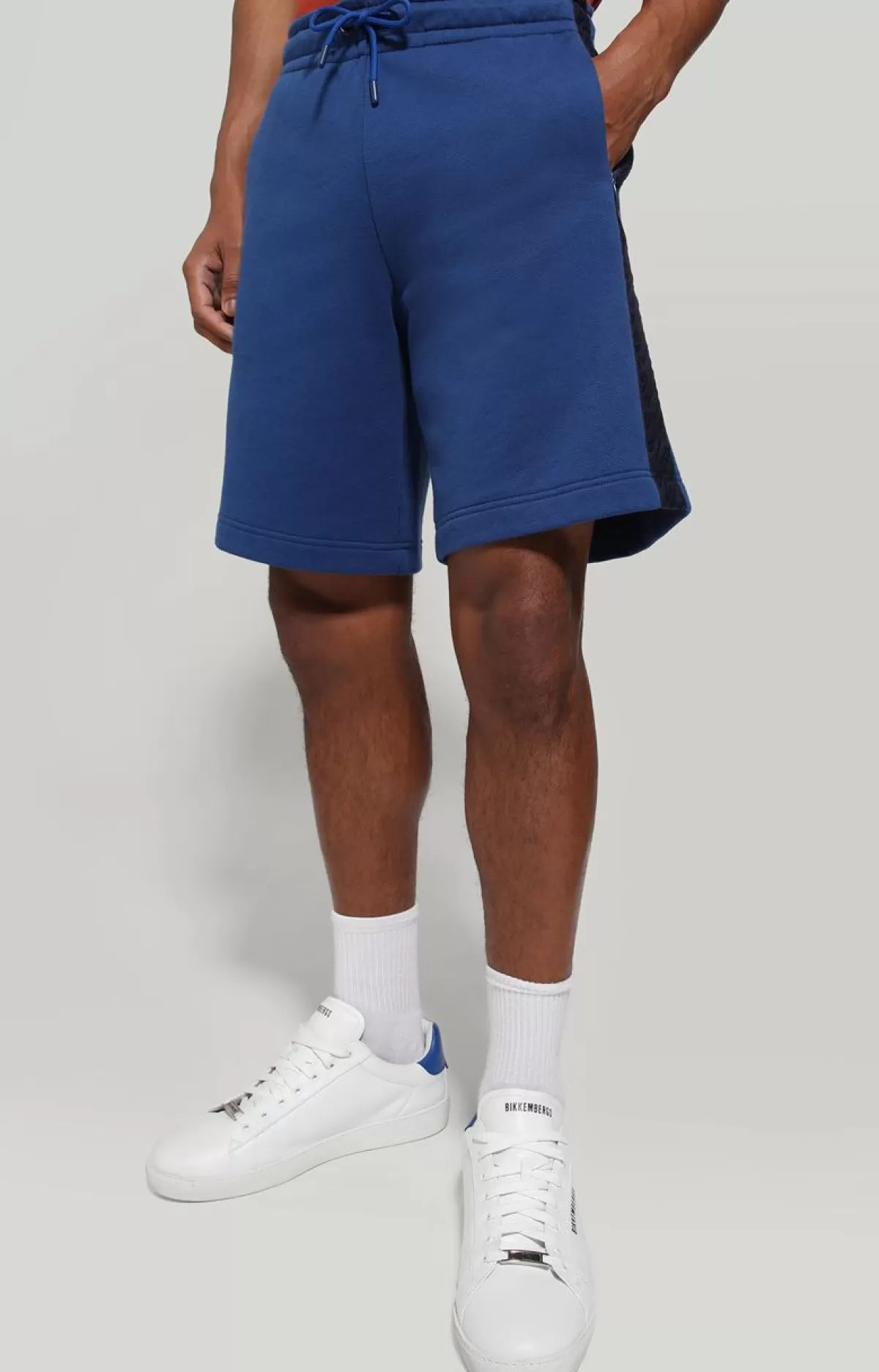 Bikkembergs Men'S Fleece Shorts With Contrast Inserts Blue Sale