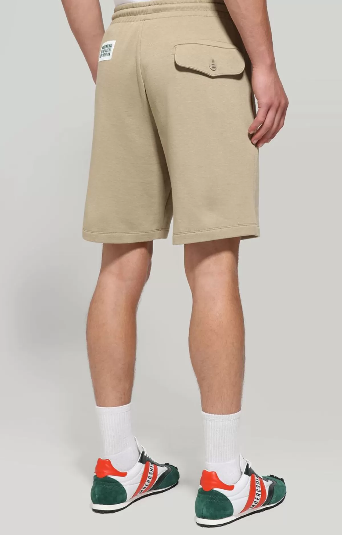 Bikkembergs Men'S Fleece Shorts With Patch Dark Beige Store