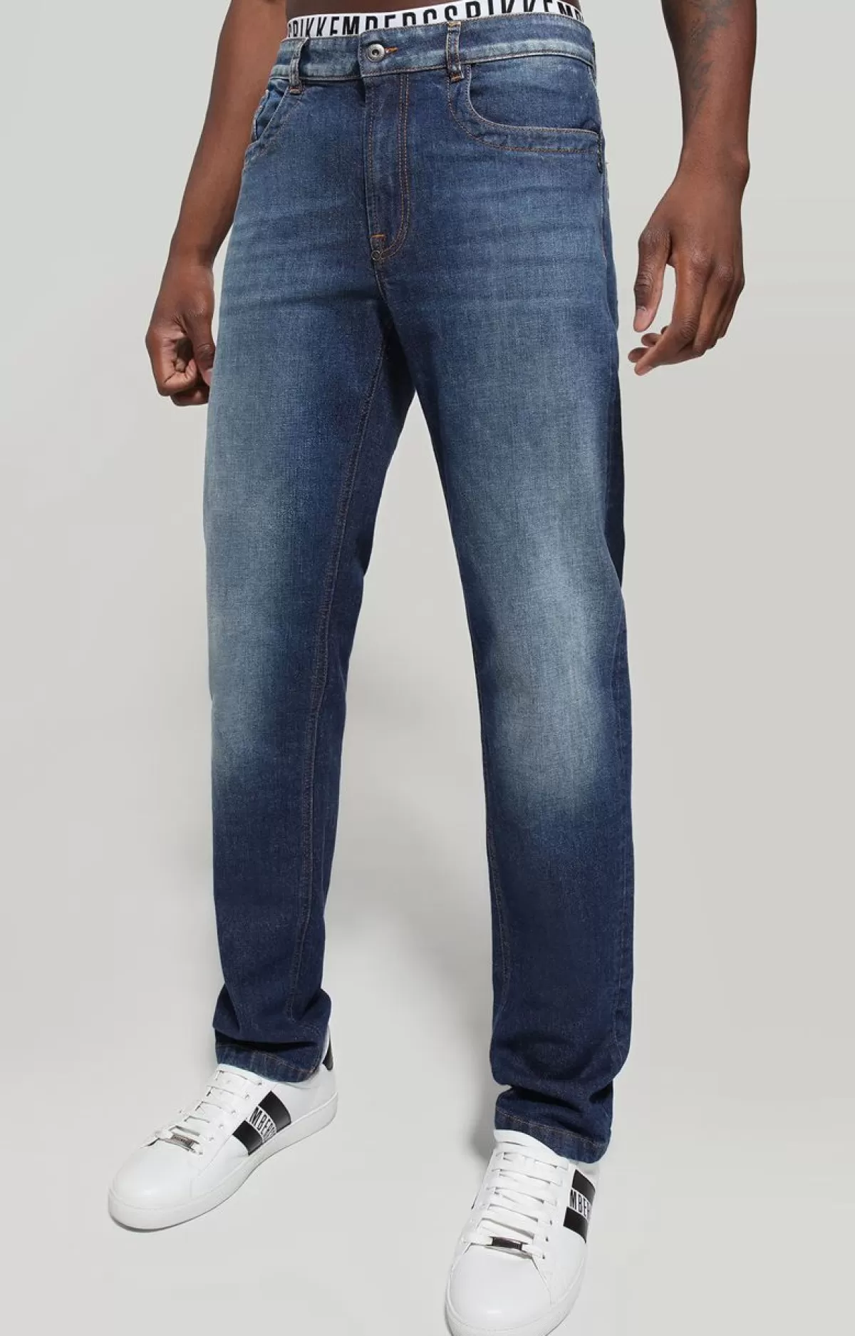 Bikkembergs Men'S Jeans - Regular Fit With Decorated Pockets Blue Denim Cheap