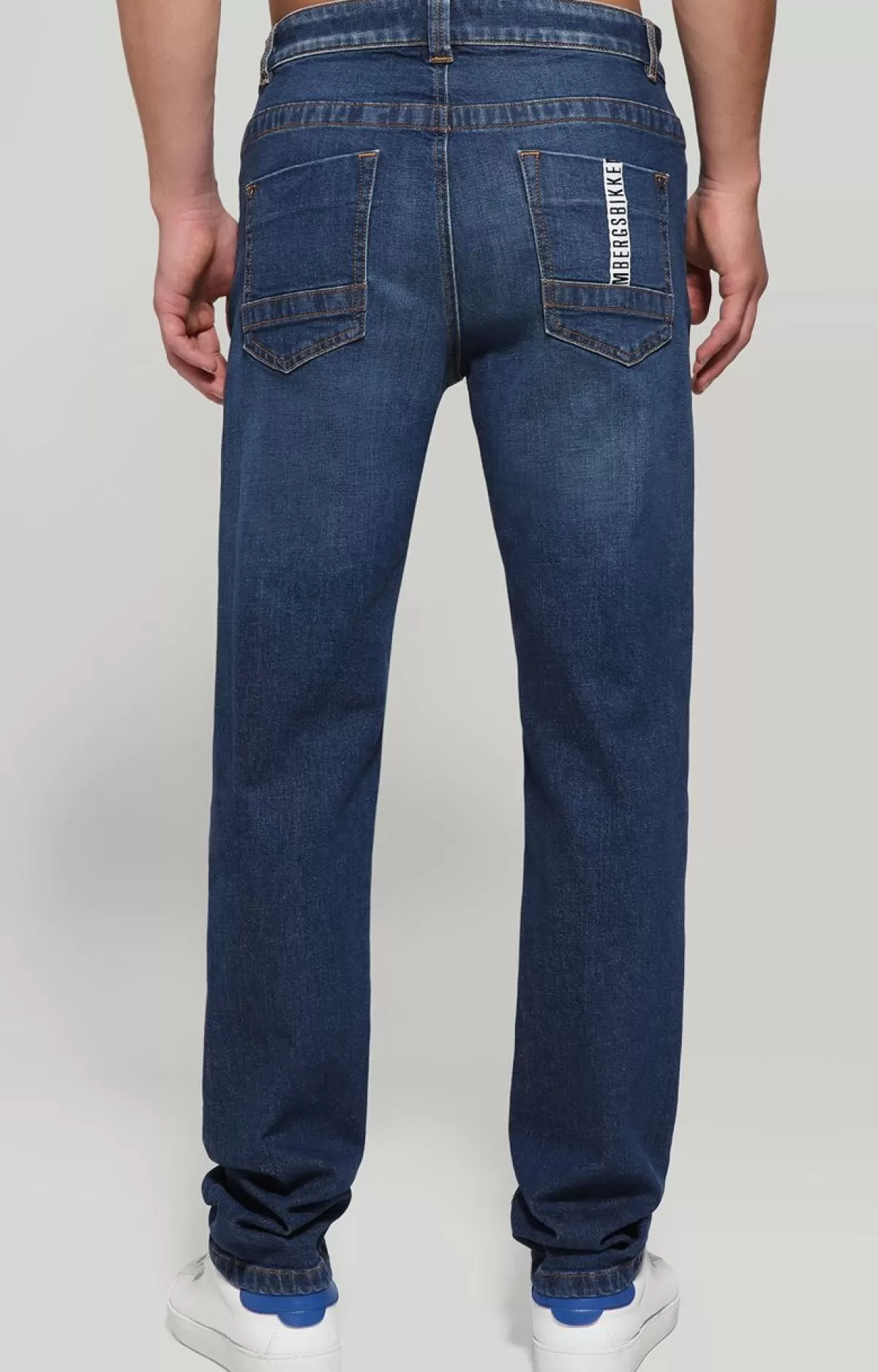 Bikkembergs Men'S Jeans Regular Fit With Tape Blue Denim Shop