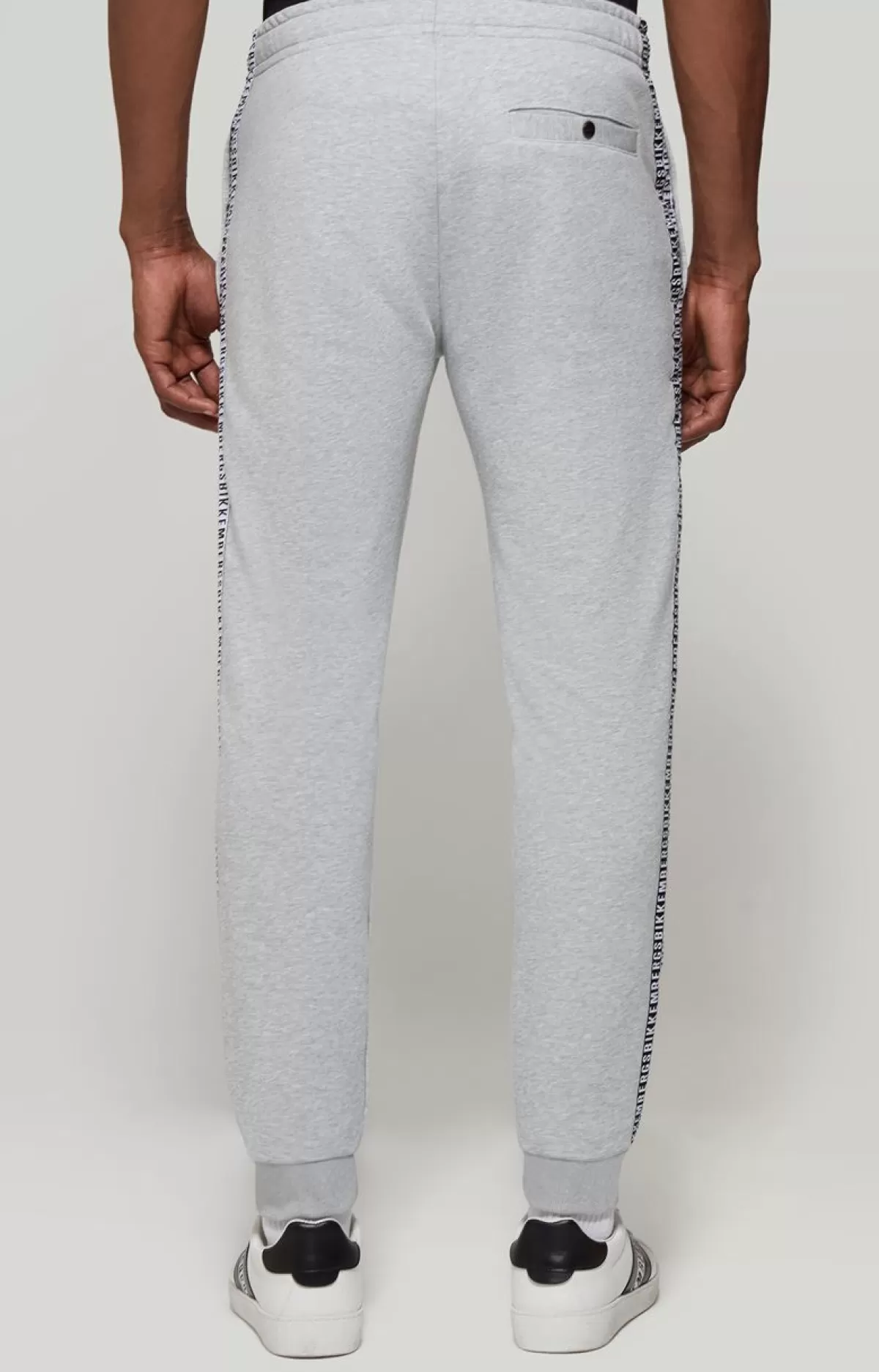 Bikkembergs Men'S Joggers With Double Tape Melange Cream White Shop