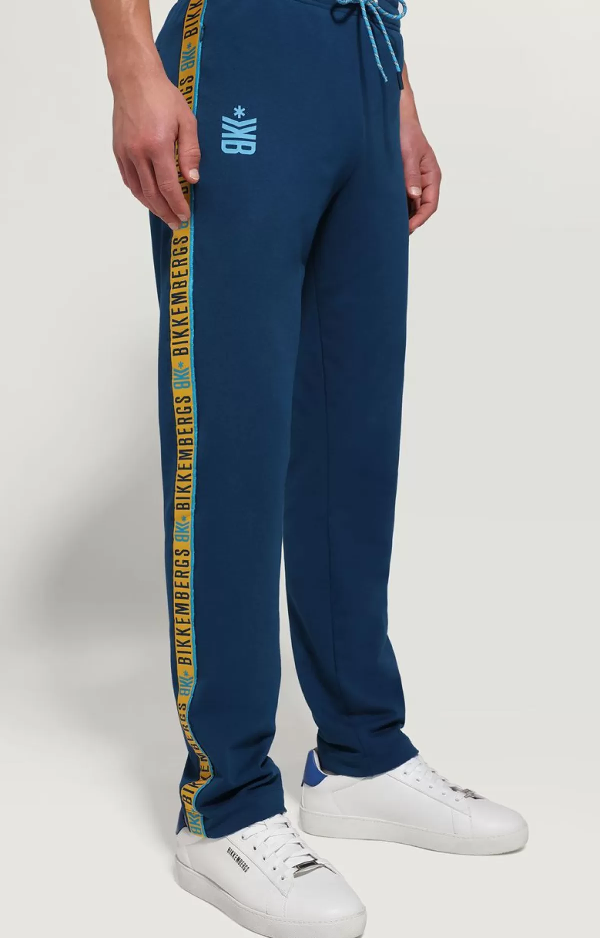 Bikkembergs Men'S Joggers With Jacquard Tape Turquoise Hot