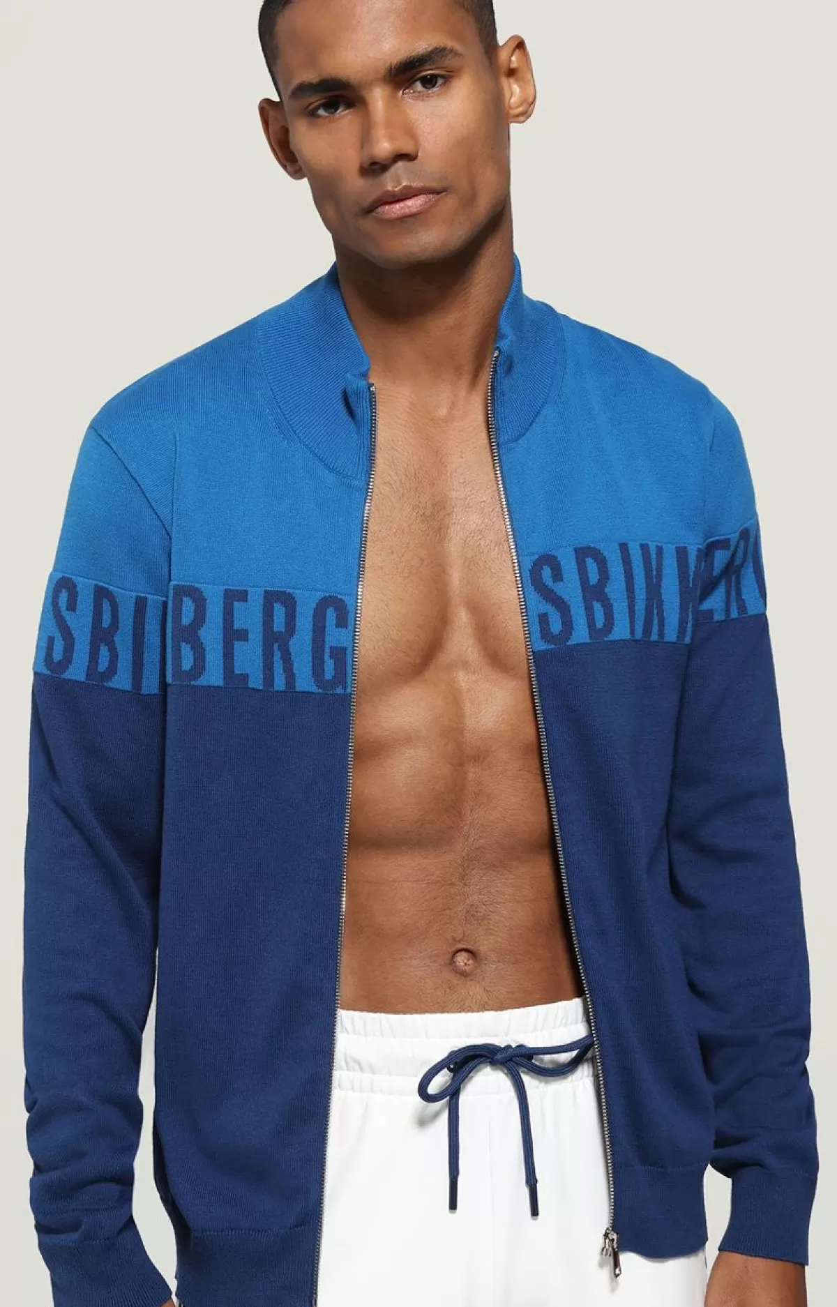 Bikkembergs Men'S Knit Jacket With Zip Blue/Snorkel Online