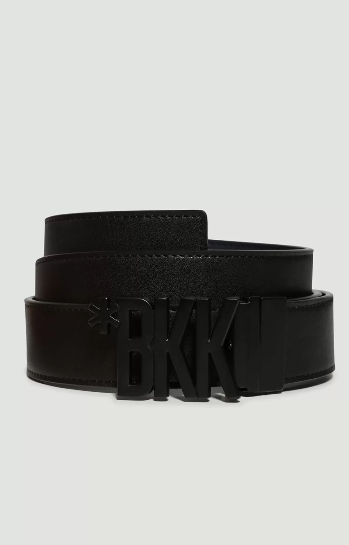 Bikkembergs Men'S Leather Belt With Letter Buckle Black/Blue Clearance