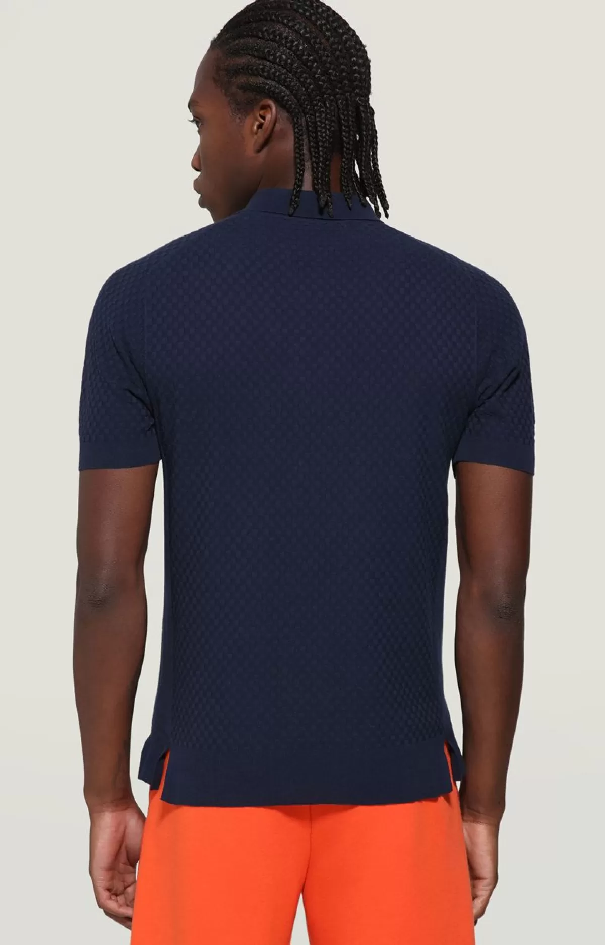 Bikkembergs Men'S Polo Shirt - Damier Stitch Blue Outlet