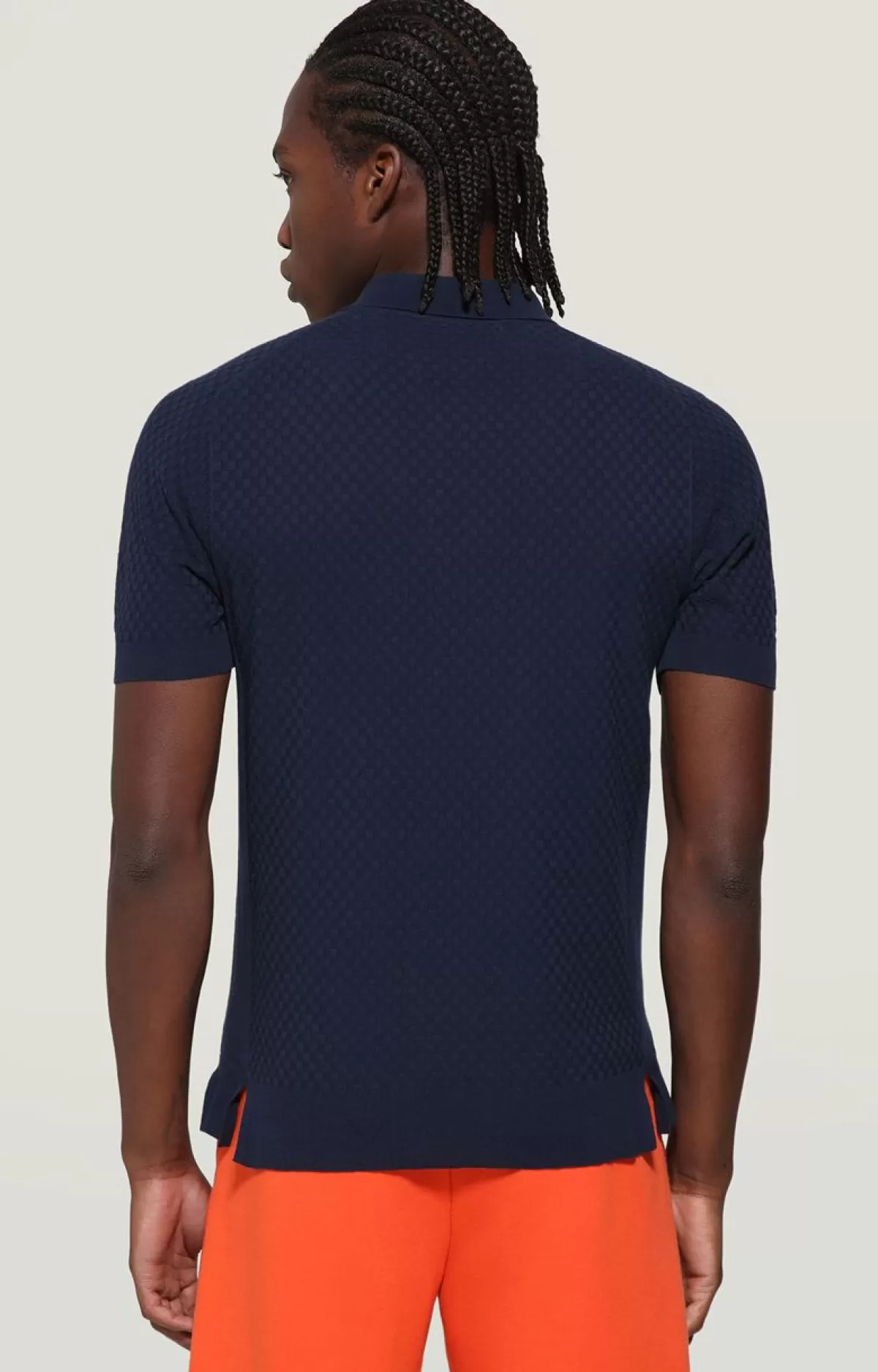 Bikkembergs Men'S Polo Shirt - Damier Stitch Orange Clearance