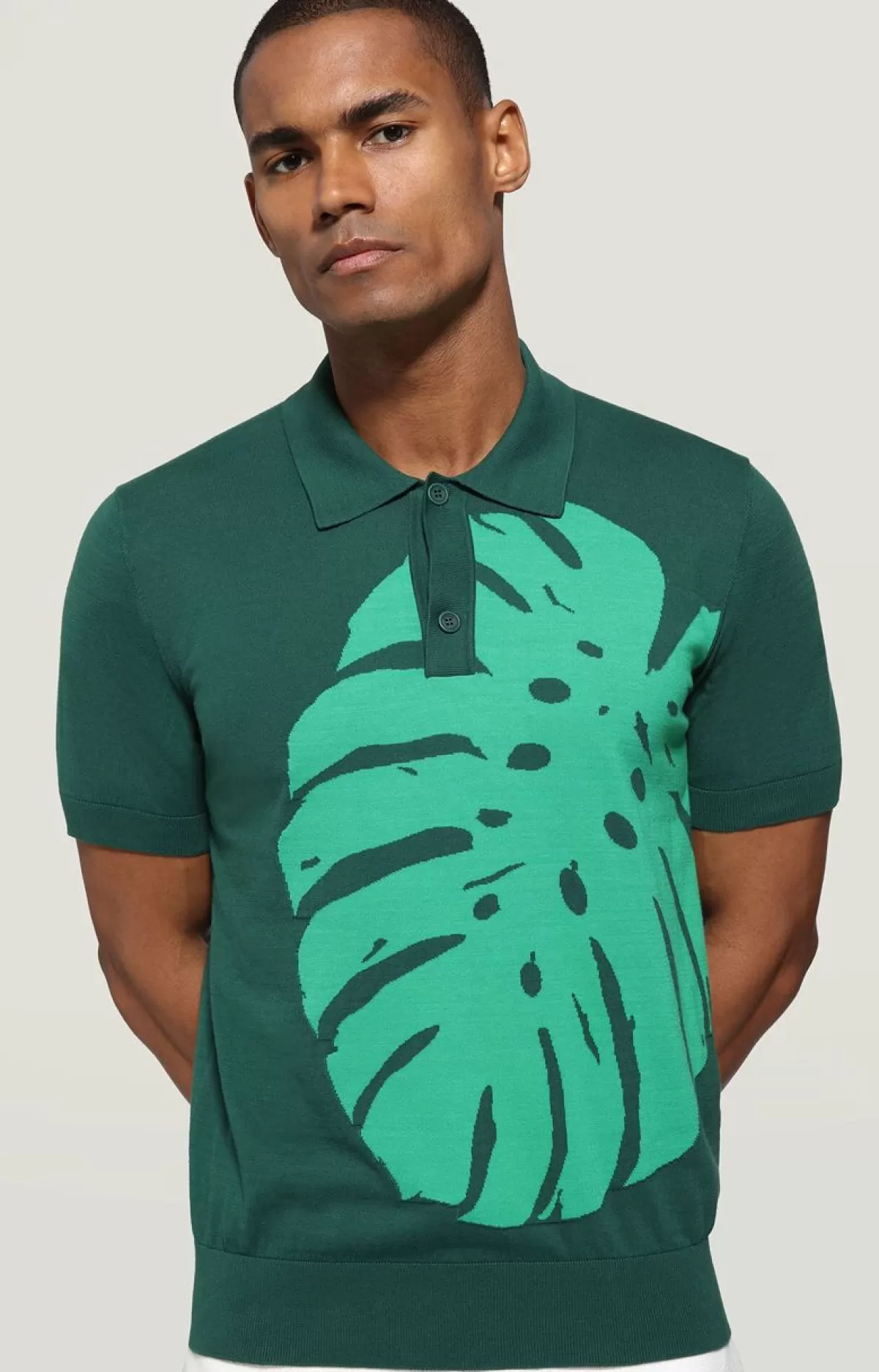 Bikkembergs Men'S Polo Shirt - Jacquard Knit Green Cheap