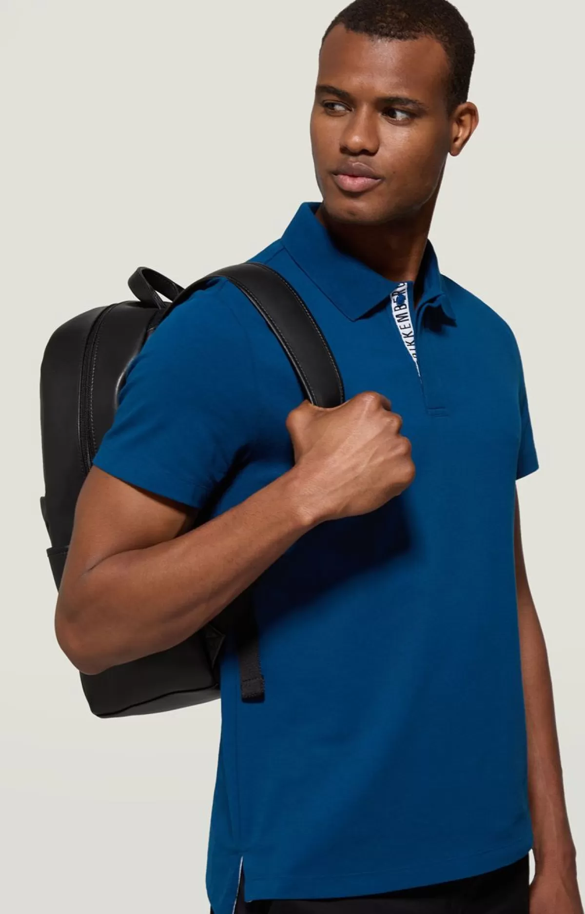 Bikkembergs Men'S Polo Shirt With Matching Tape Black Outlet