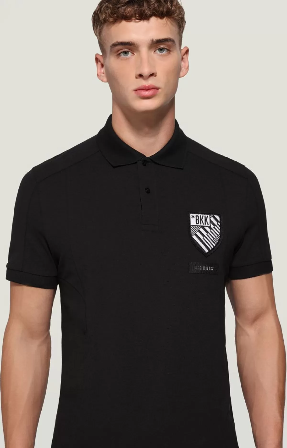 Bikkembergs Men'S Polo Shirt With Patch Black Discount