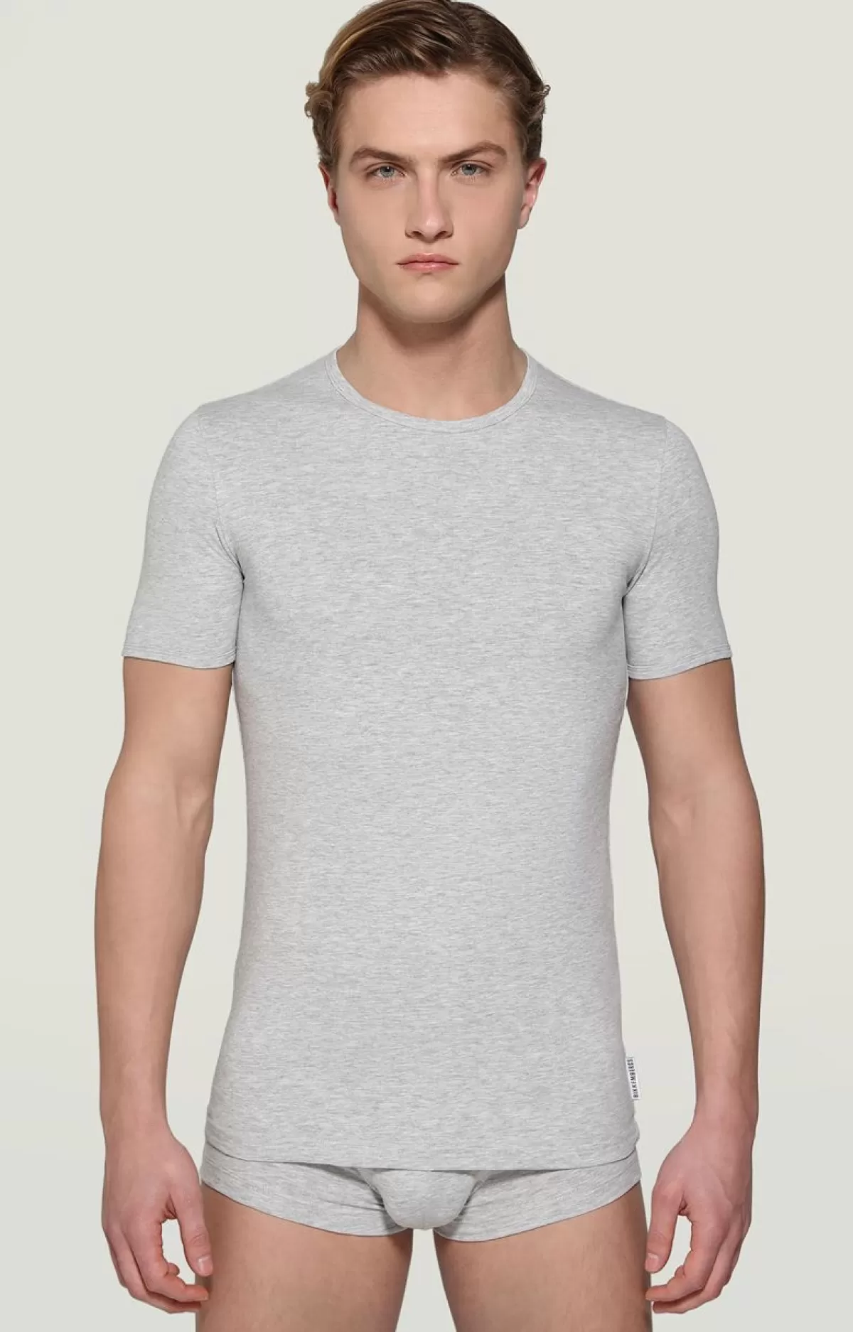 Bikkembergs Men'S Round Neck Undershirt Grey Melange Best Sale