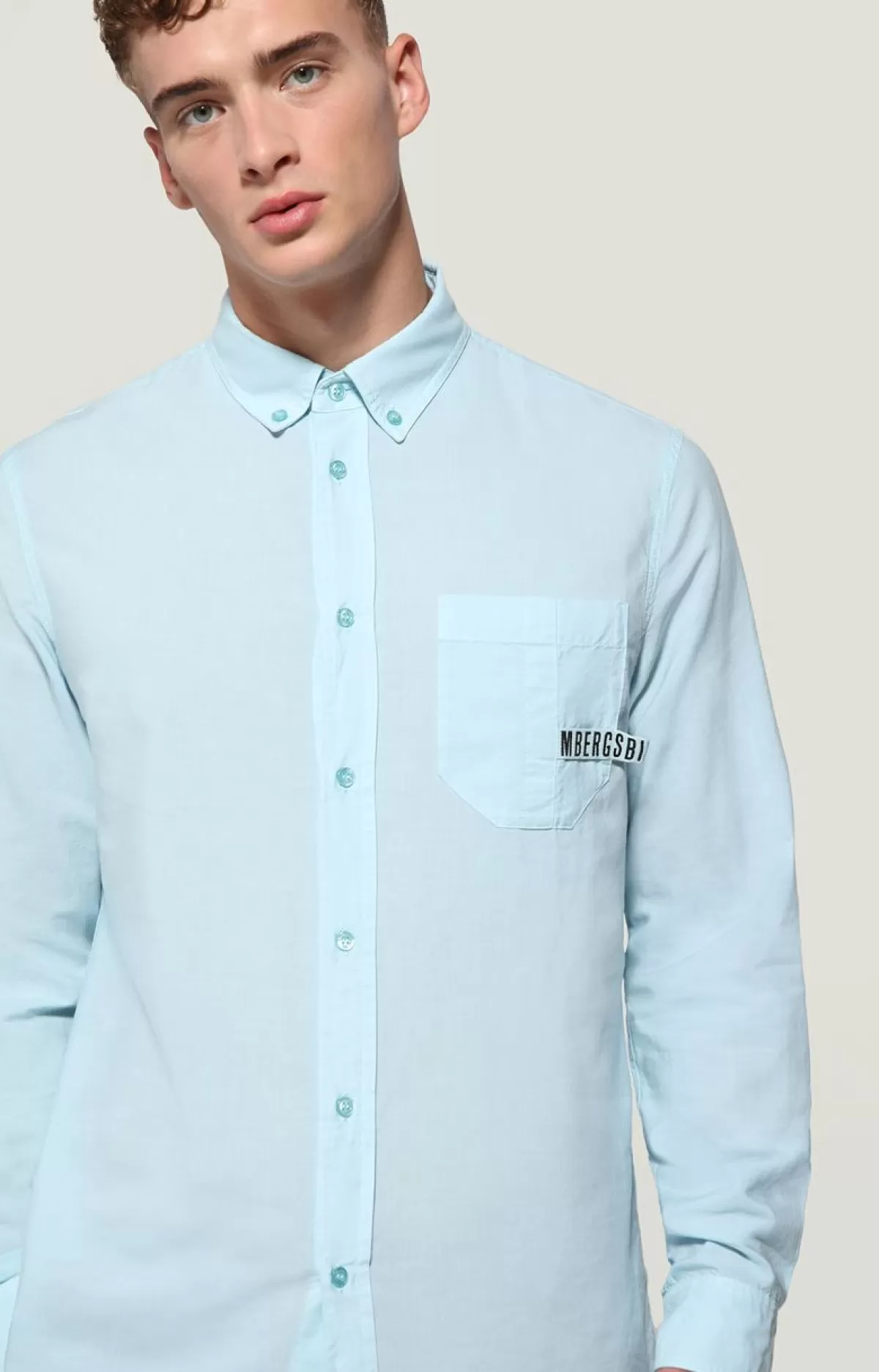 Bikkembergs Men'S Shirt - Tencel Light Turquoise Flash Sale