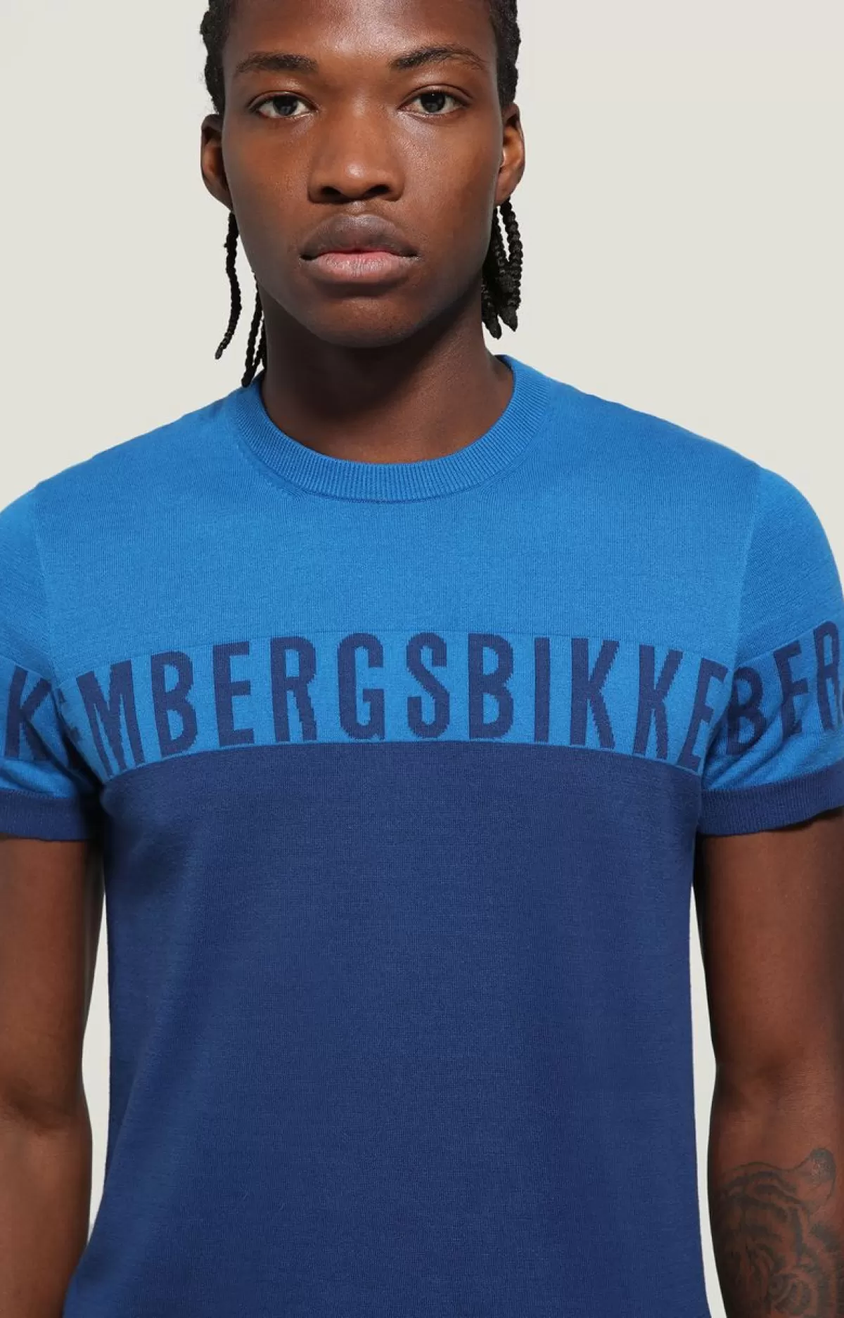 Bikkembergs Men'S Short Sleeve Pullover Forest Green/Yellow Outlet