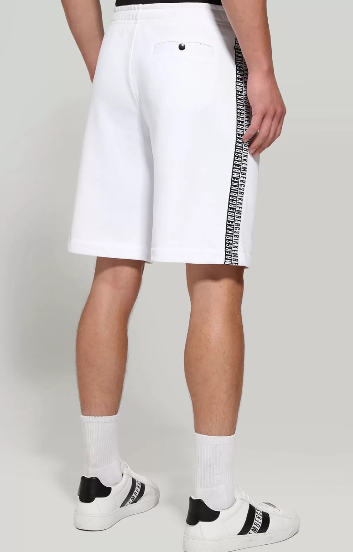 Bikkembergs Men'S Shorts With Double Tape Melange Cream White Outlet