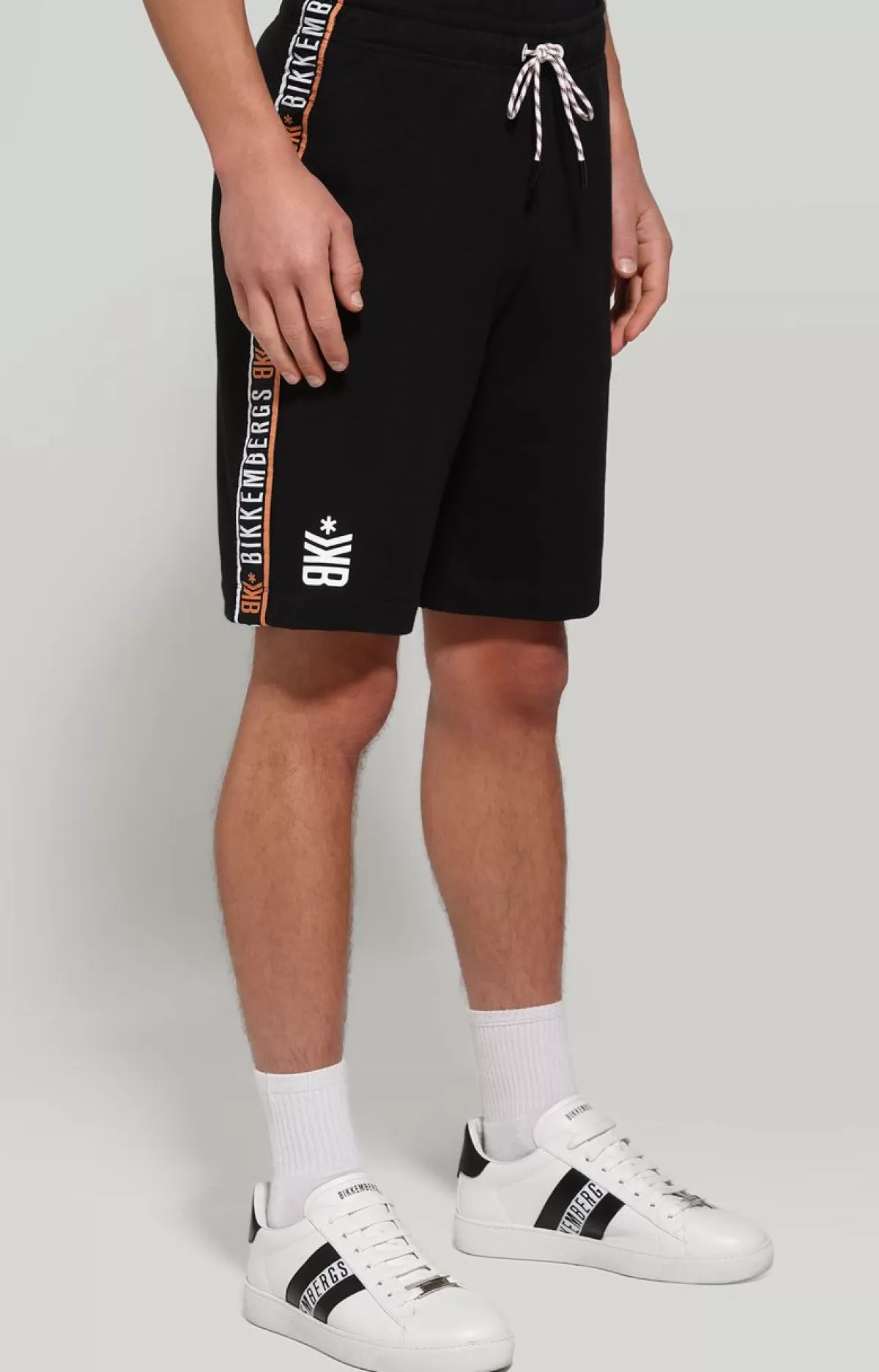 Bikkembergs Men'S Shorts With Jacquard Tape Black Shop