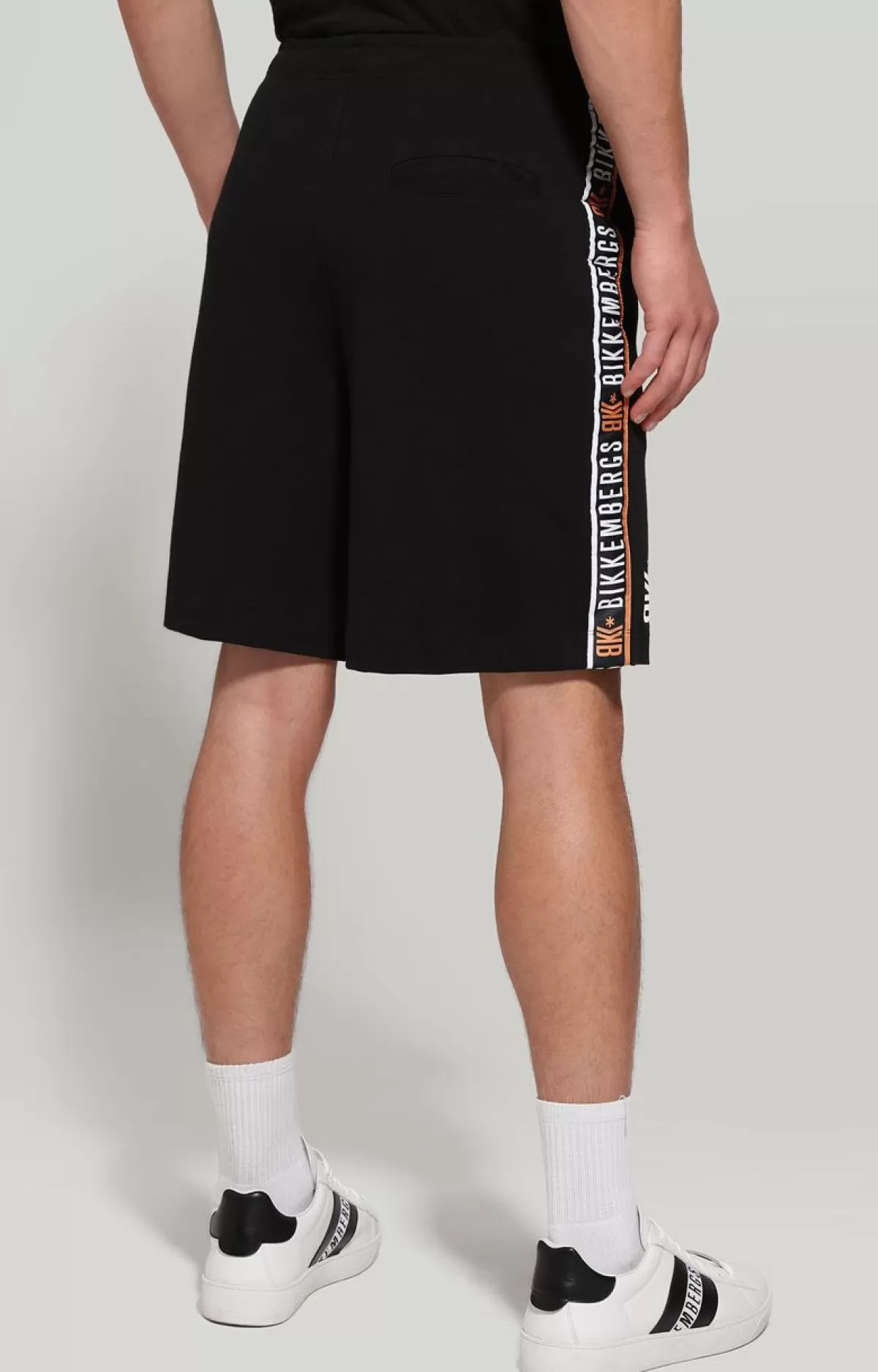 Bikkembergs Men'S Shorts With Jacquard Tape Black Shop