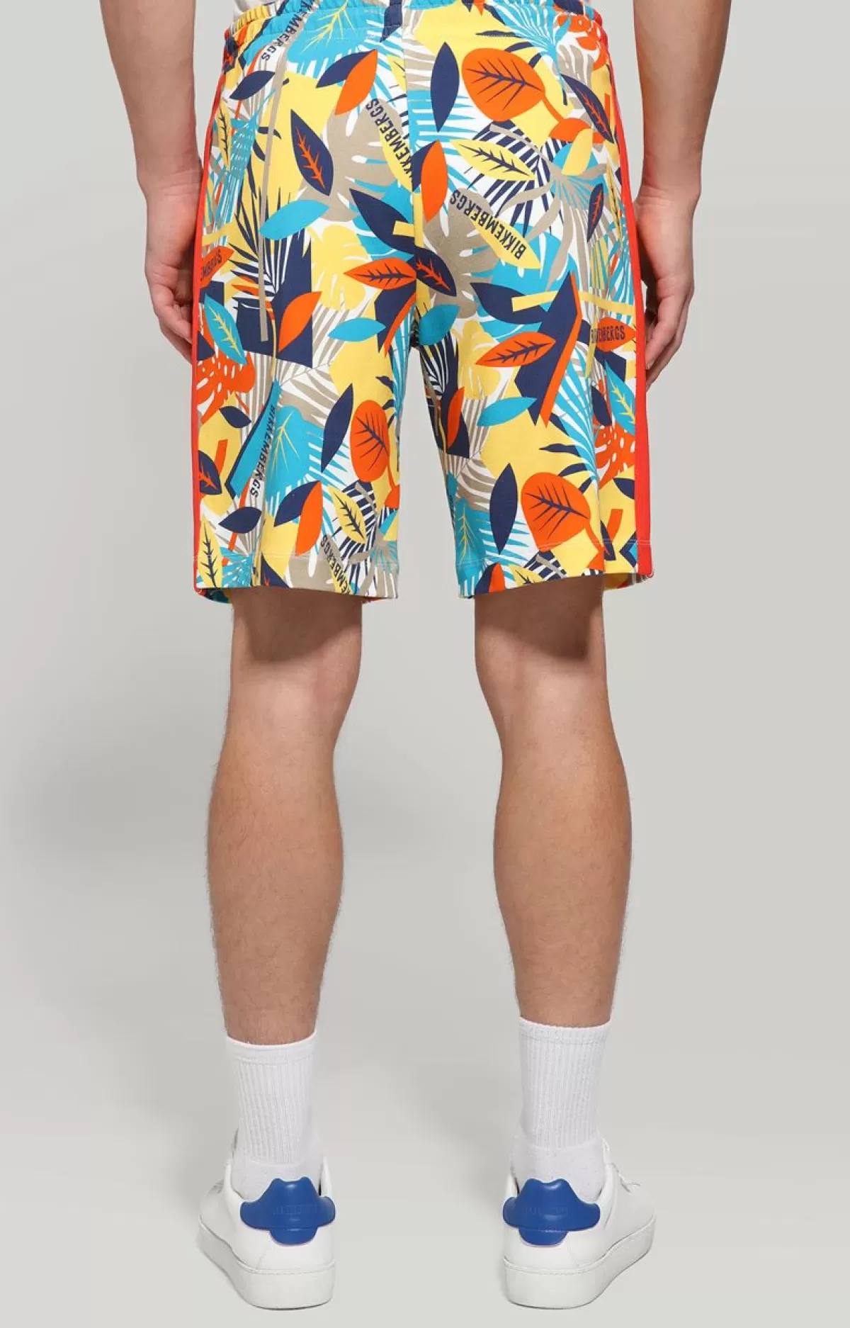 Bikkembergs Men'S Shorts With Tropical Print Tropical Yellow New