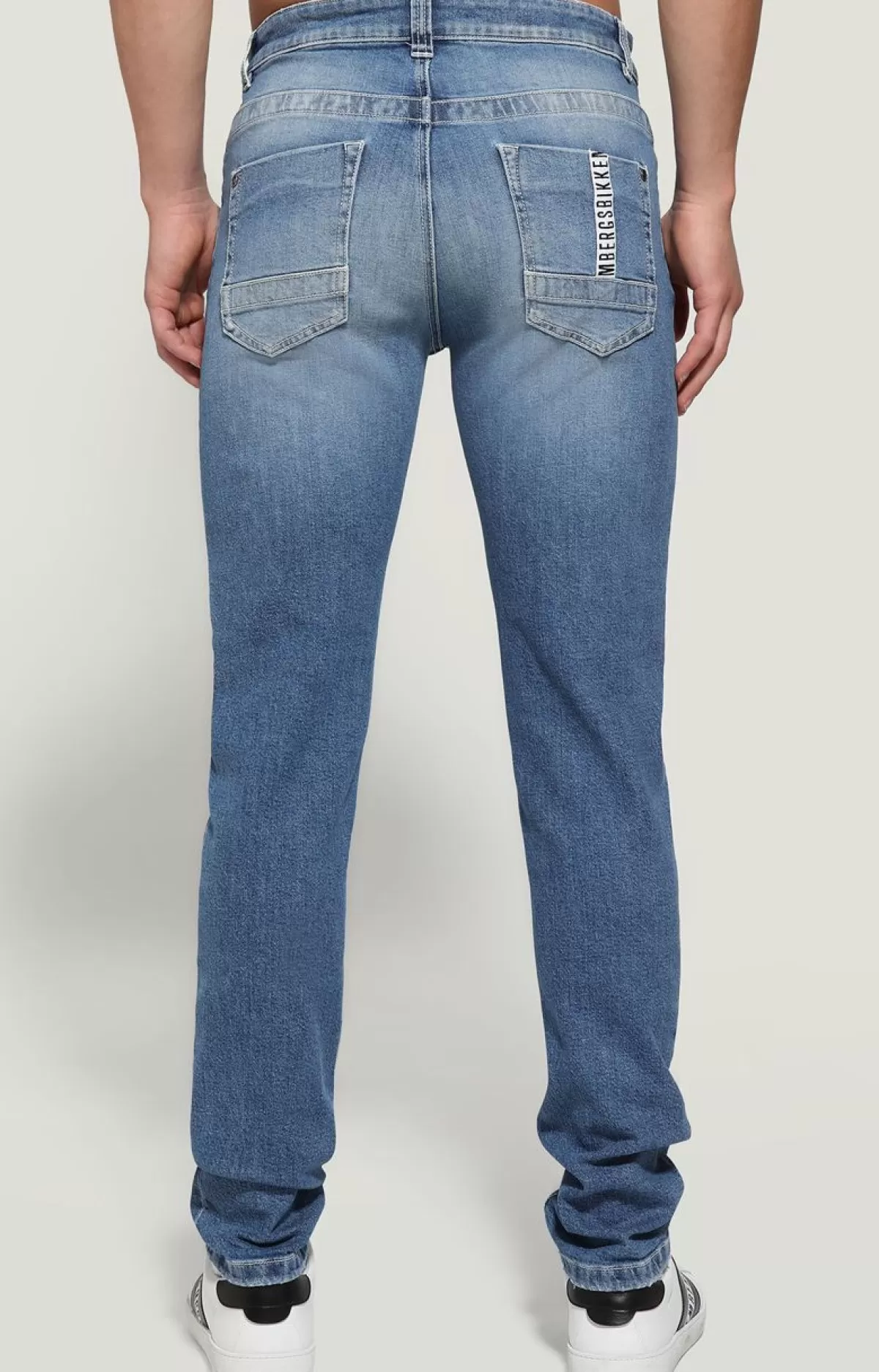 Bikkembergs Men'S Slim Fit Jeans With Tape Blue Denim Best