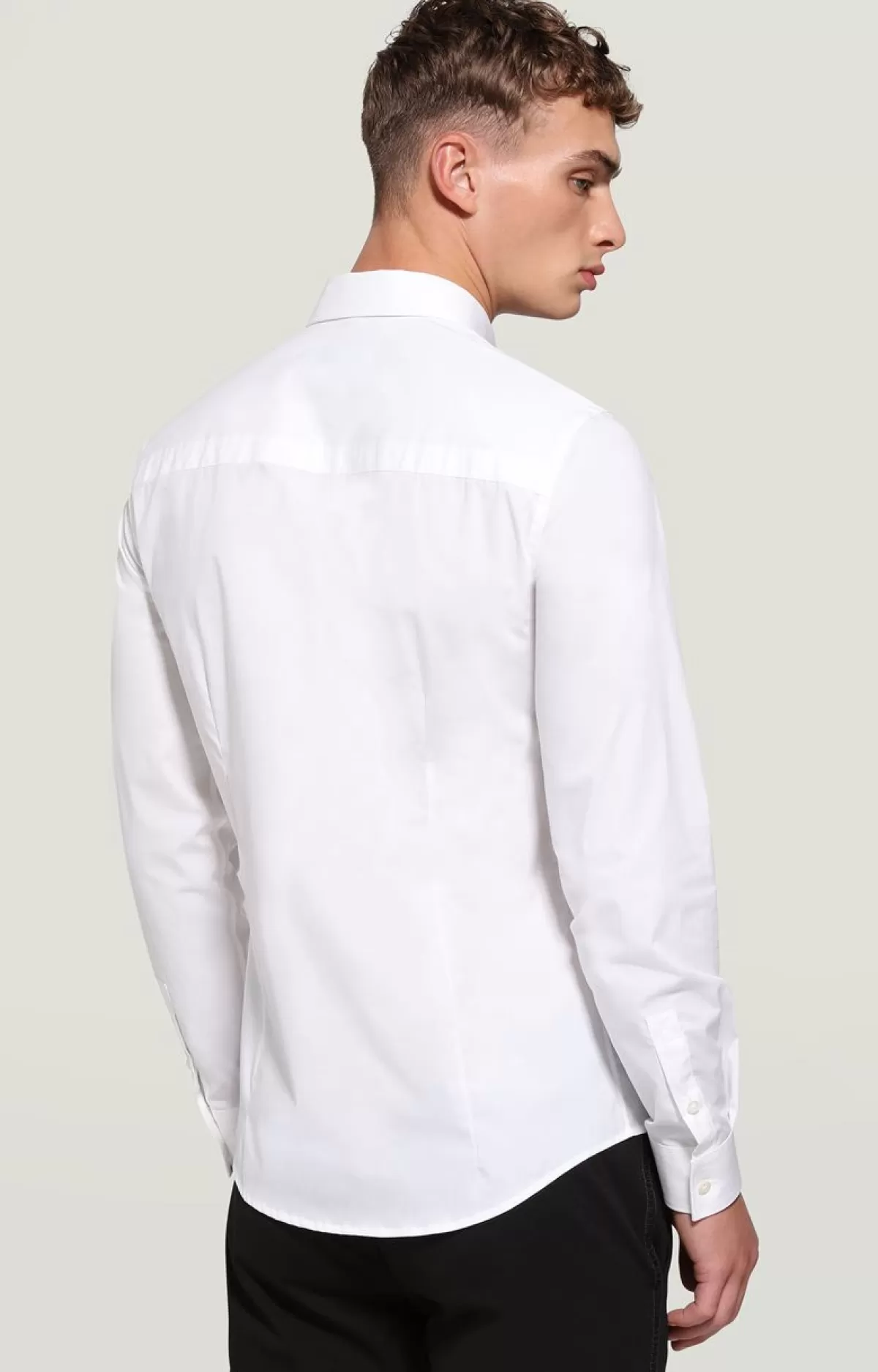 Bikkembergs Men'S Slim Fit Shirt With Matching Tape Optical White Best Sale
