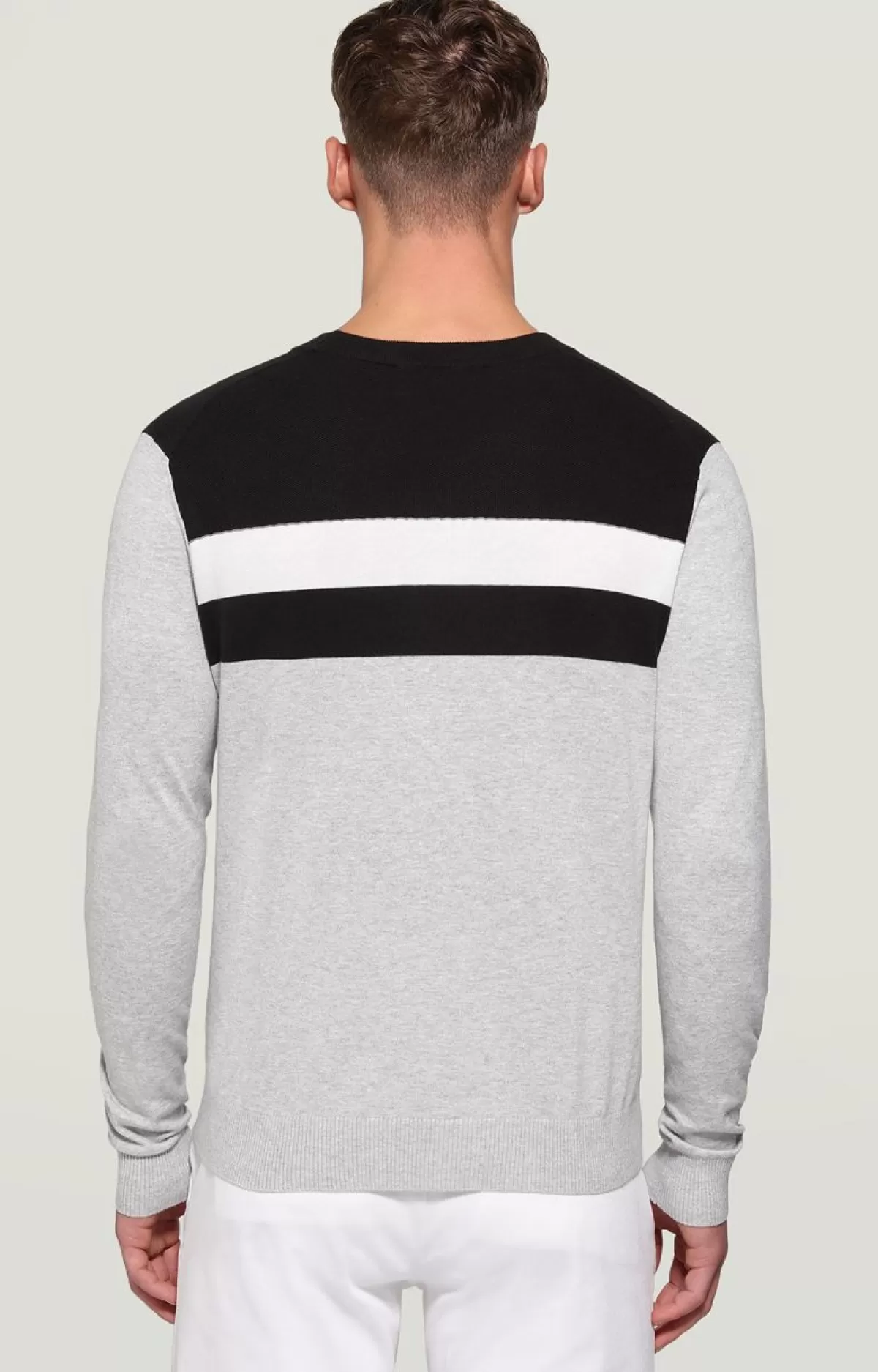 Bikkembergs Men'S Sweater With Jacquard Tape Grey/Black/White/Black Store