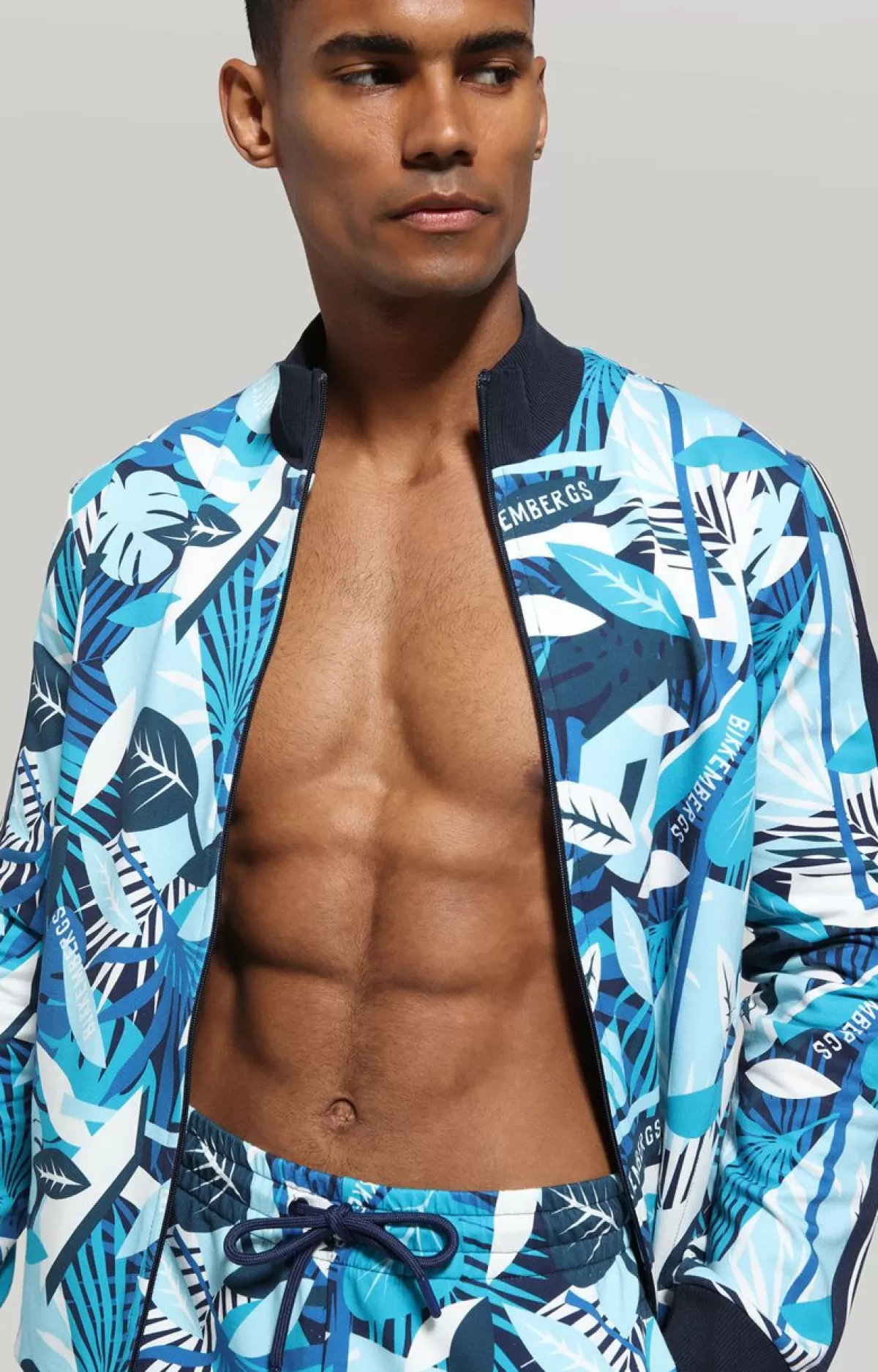 Bikkembergs Men'S Sweatshirt With Tropical Print Tropical Blue Clearance