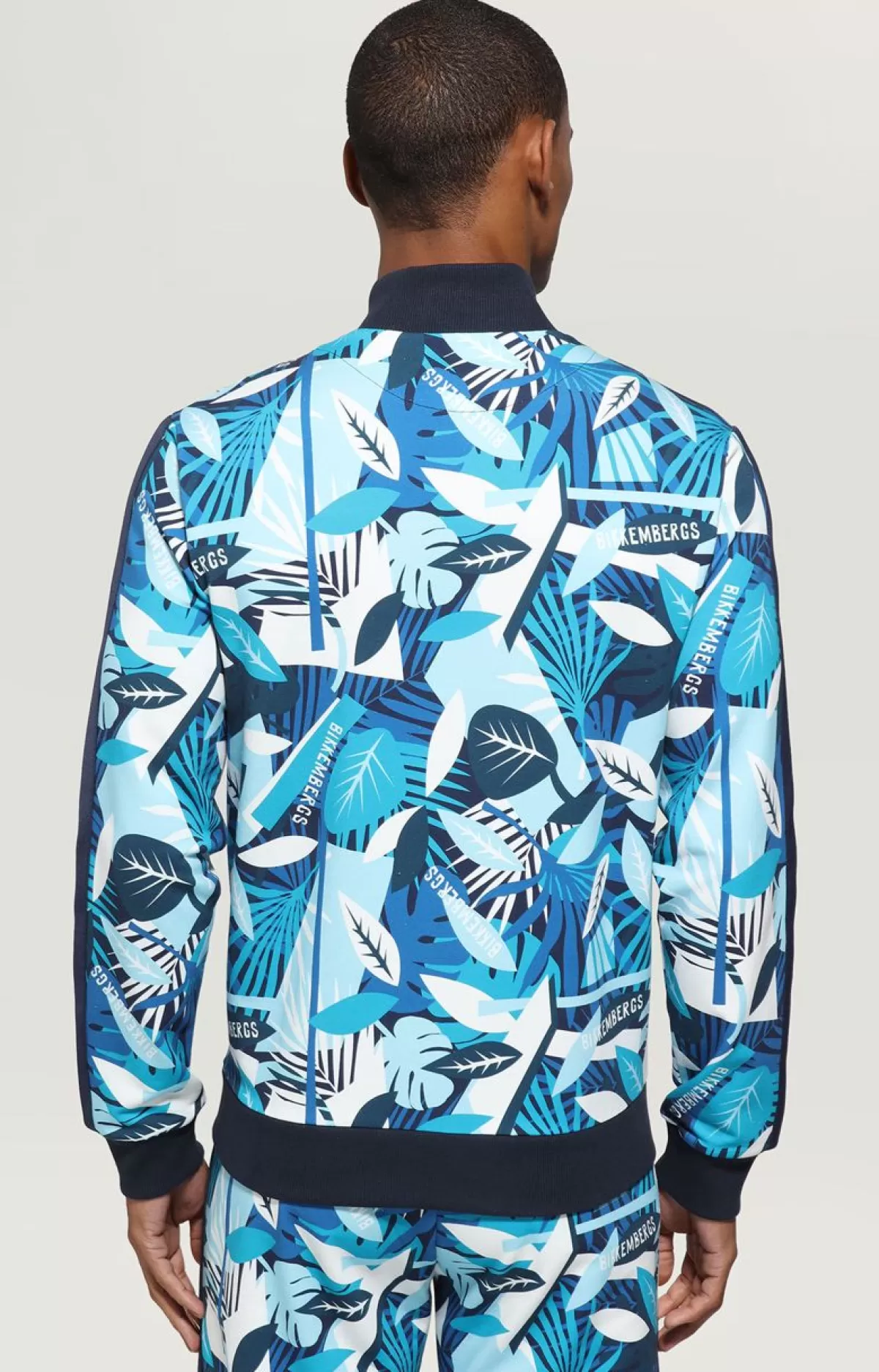 Bikkembergs Men'S Sweatshirt With Tropical Print Tropical Blue Clearance