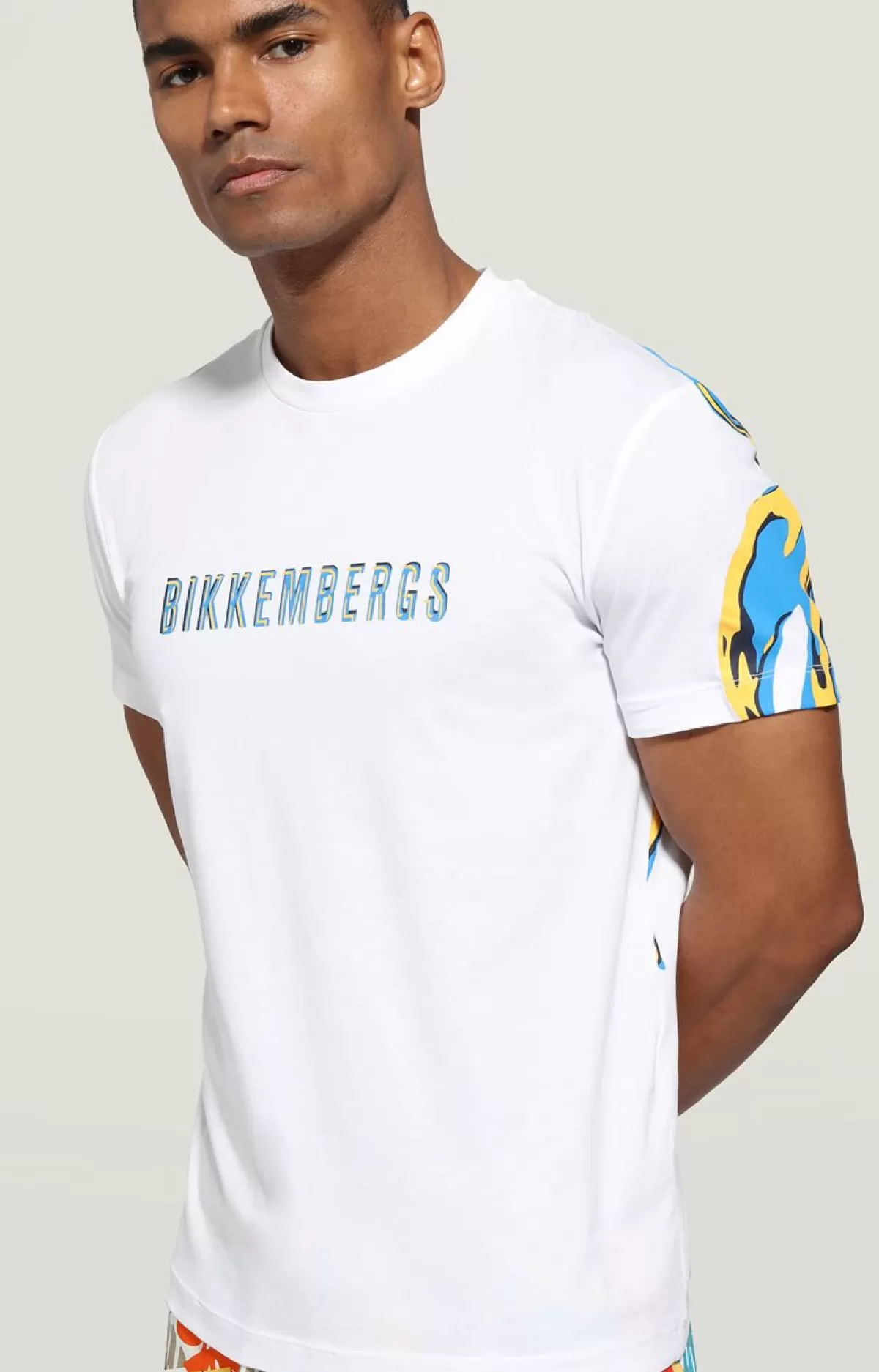 Bikkembergs Men'S T-Shirt - Maxi Print On Back Optical White Store