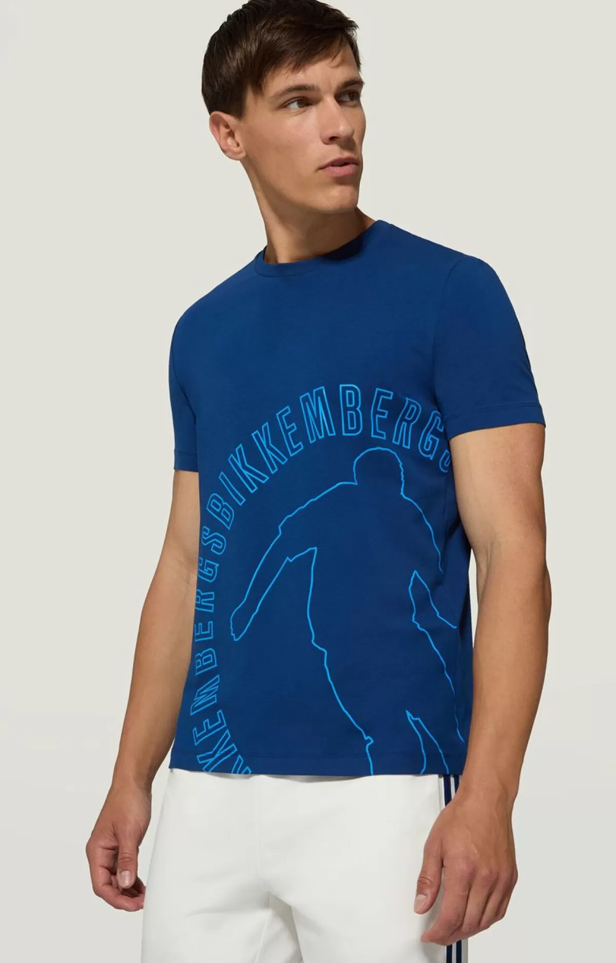 Bikkembergs Men'S T-Shirt - Outline Print Blue Discount