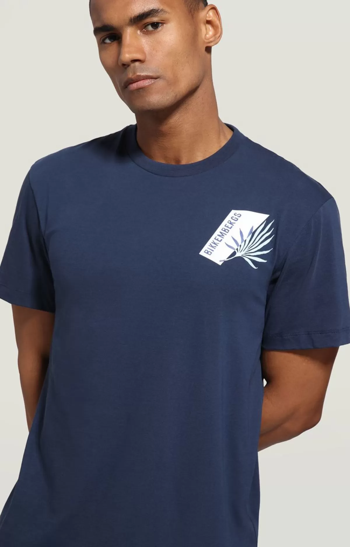 Bikkembergs Men'S T-Shirt With Print On Back Blue Flash Sale