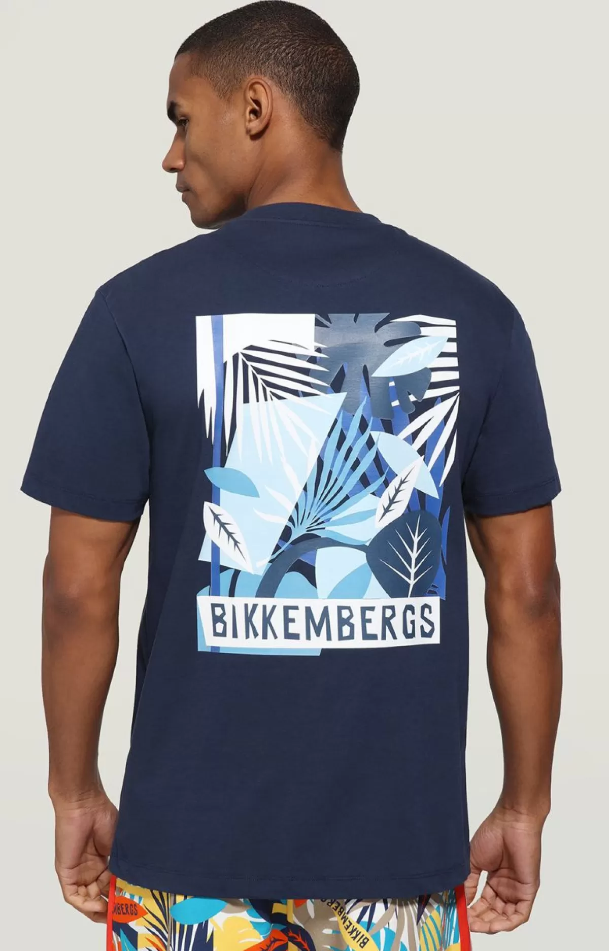 Bikkembergs Men'S T-Shirt With Print On Back Blue Flash Sale