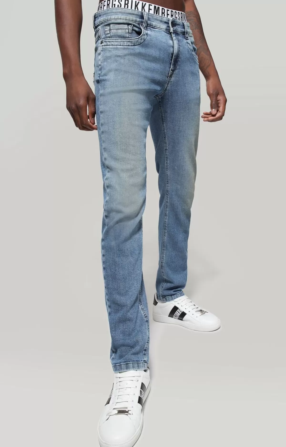 Bikkembergs Slim Fit Men'S Jeans - Linen/Cotton Blue Denim Online